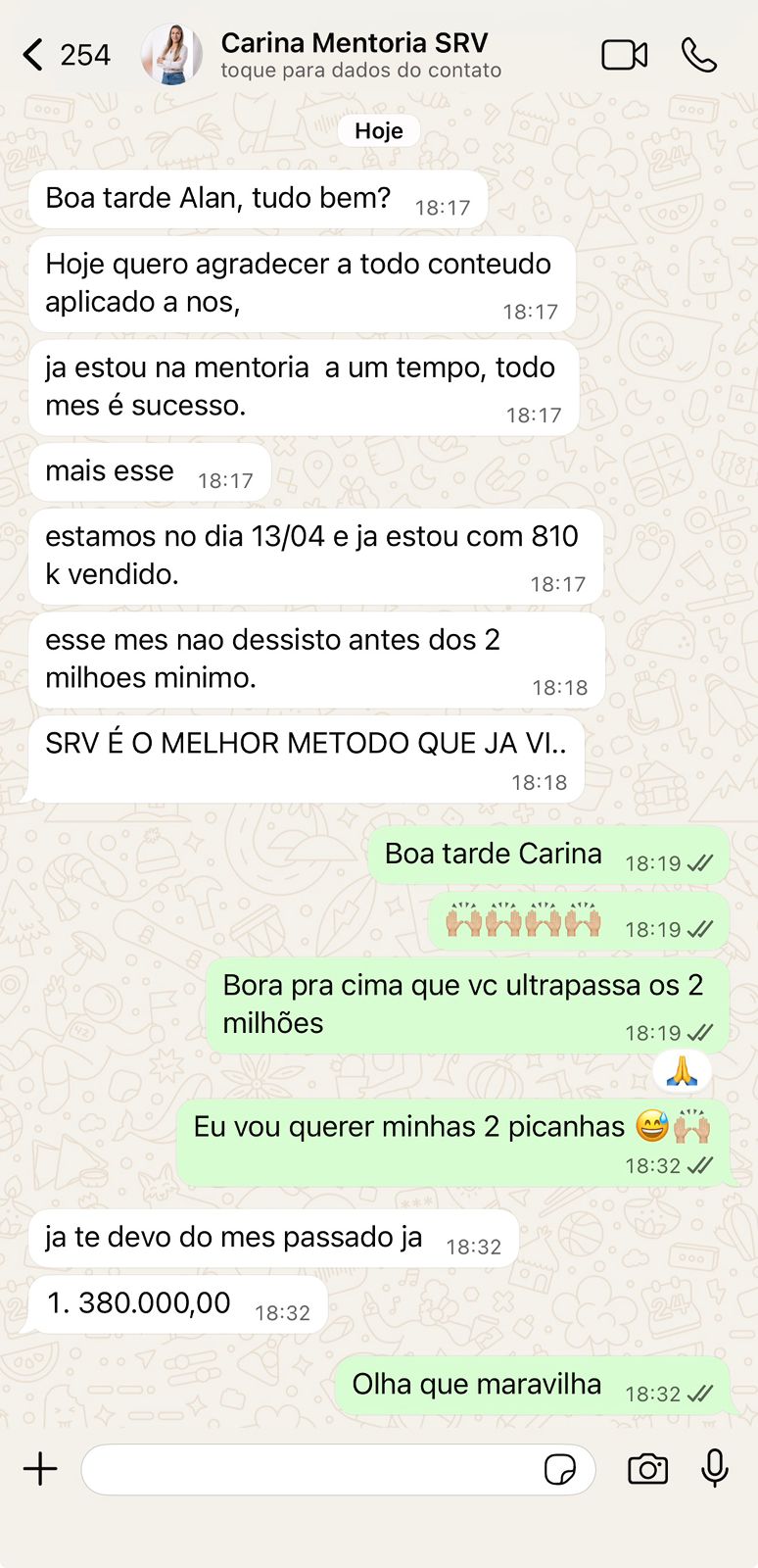 Carina R$810 mil em 13 dias
